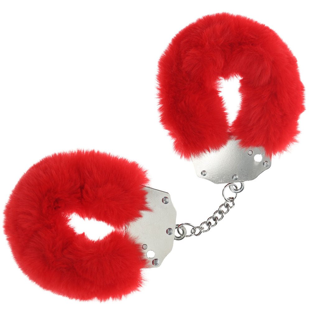 OUCH! Heavy - Duty Fluffy Cuffs - Red - Red Fluffy Restraints - BONDAGE - TOYS - Mr and Mrs D's