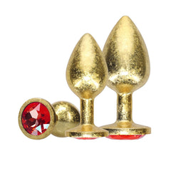 OUCH! Milan Collection - Metal Anal Plug Set - Gold - Gold Butt Plugs with Gem Bases - Set of 3 Sizes - Mr and Mrs D's