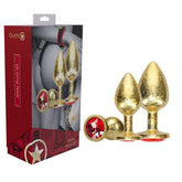 OUCH! Milan Collection - Metal Anal Plug Set - Gold - Gold Butt Plugs with Gem Bases - Set of 3 Sizes - Mr and Mrs D's