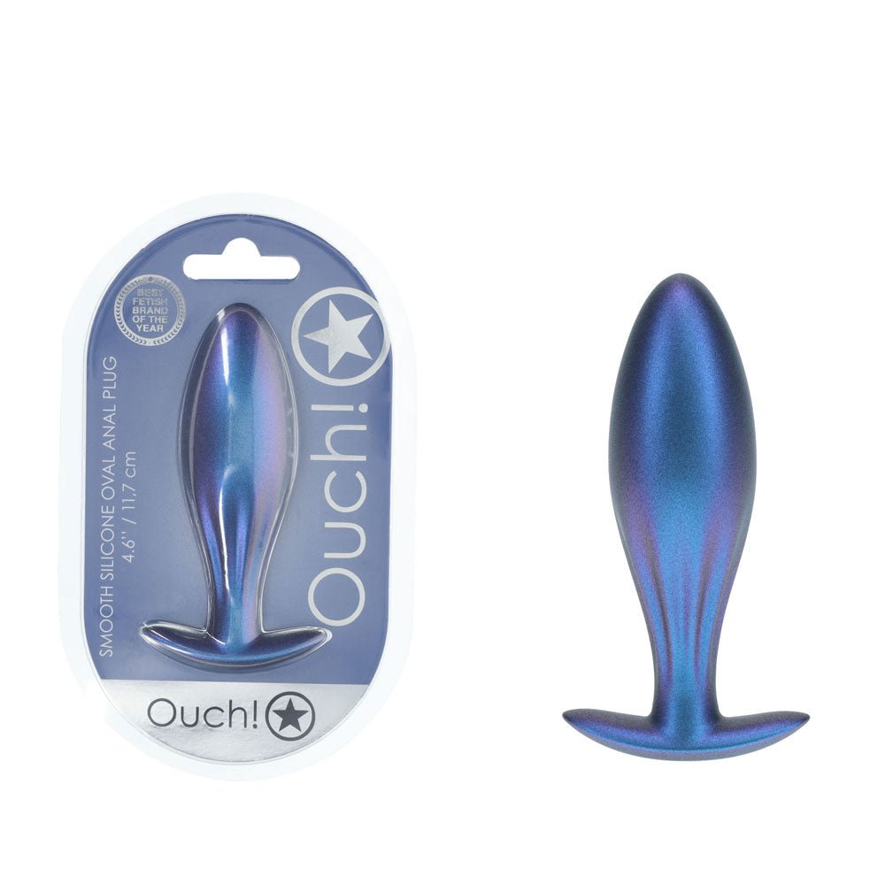 OUCH! Oval Anal Plug - Metallic Blue - Metallic Blue 11.7 cm Butt Plug - ANAL TOYS - Mr and Mrs D's