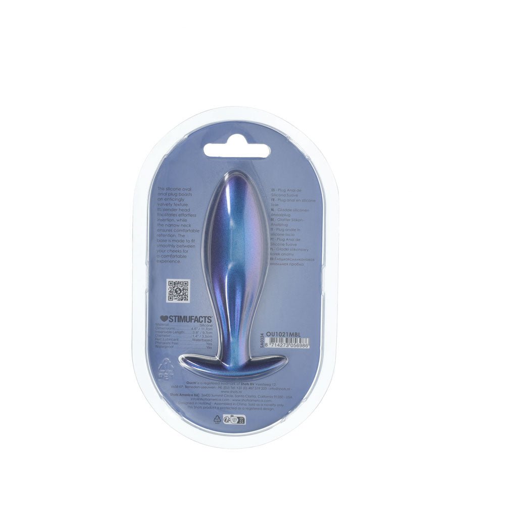 OUCH! Oval Anal Plug - Metallic Blue - Metallic Blue 11.7 cm Butt Plug - ANAL TOYS - Mr and Mrs D's