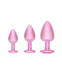 OUCH! Paris Collection - Metal Anal Plug Set - Pink - Metallic Pink Butt Plugs with Gem Bases - Set of 3 Sizes - Mr and Mrs D's