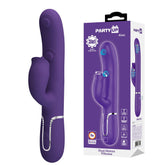 Party Up ALAN Dual Motor Vibrator - Purple - Purple 22.8 cm USB Rechargeable Vibrator with Licking Clit Stimulator and Thumping Shaft - Mr and Mrs D's