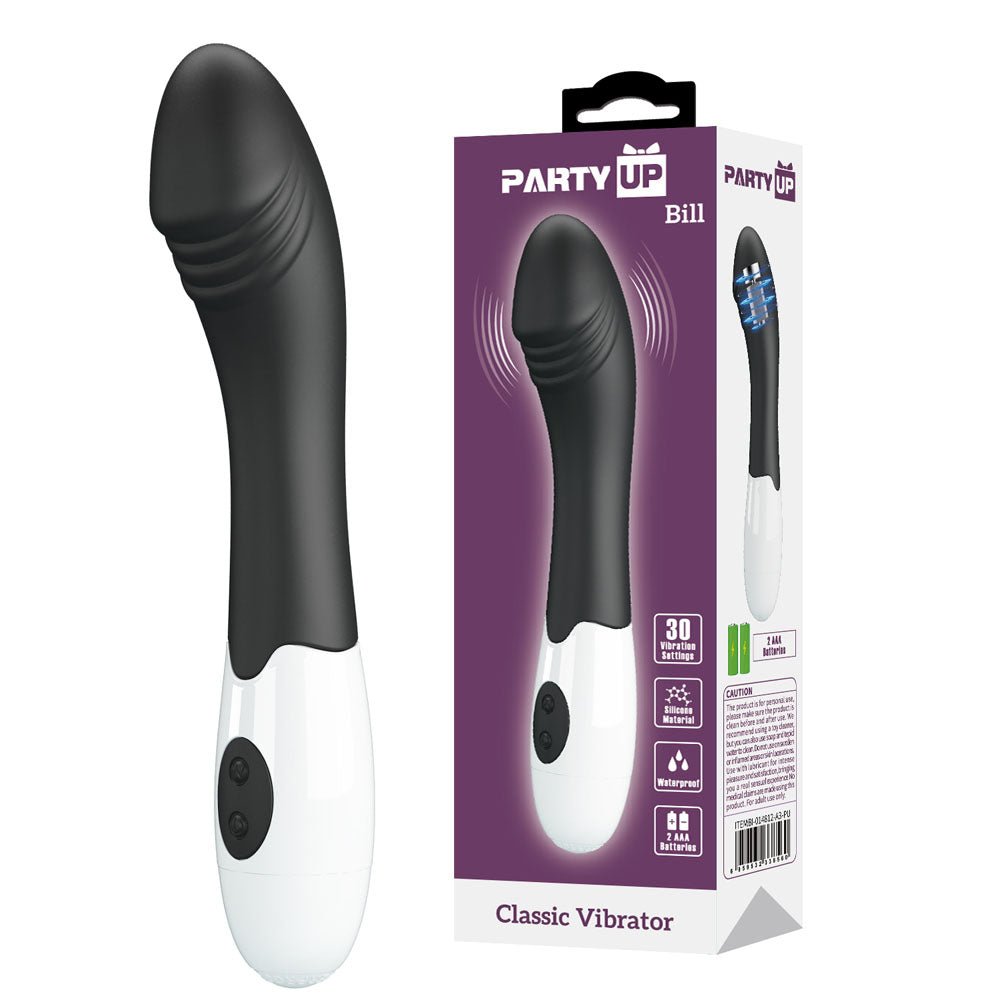 Party Up BILL Classic Vibe - Black - Black 19 cm Vibrator - Mr and Mrs D's