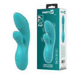 Party Up DALIDA - Teal - Teal 16.2 cm USB Rechargeable Rabbit Vibrator - Mr and Mrs D's