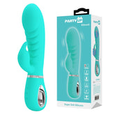 Party Up EDWARD Rabbit Vibe - Teal - Teal 20 cm USB Rechargeable Rabbit Vibrator - Mr and Mrs D's