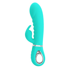 Party Up EDWARD Rabbit Vibe - Teal - Teal 20 cm USB Rechargeable Rabbit Vibrator - Mr and Mrs D's