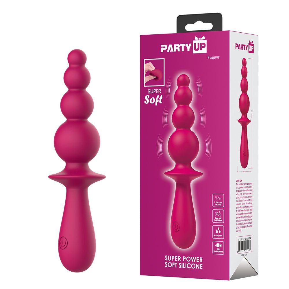Party Up EVAJANE - Pink - Pink 17.1 cm USB Rechargeable Beaded Vibrator - Mr and Mrs D's