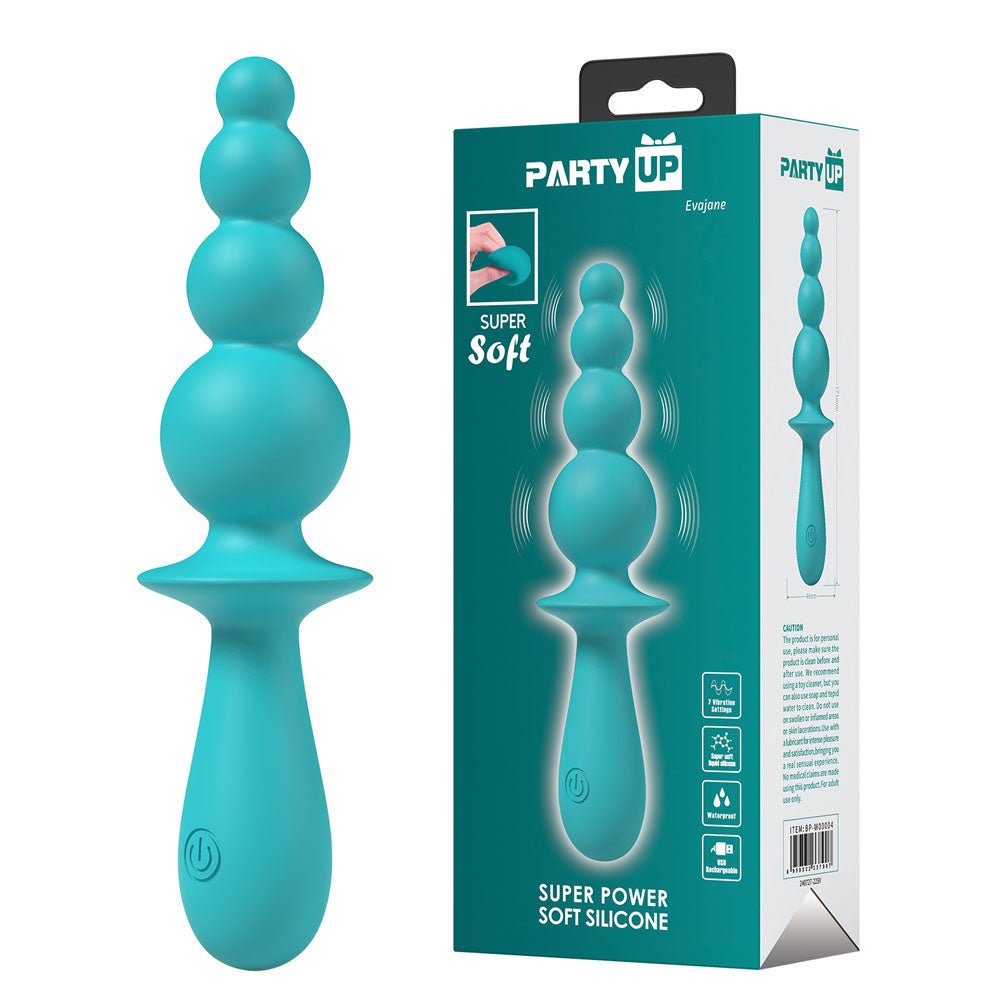 Party Up EVAJANE - Teal - Teal 17.1 cm USB Rechargeable Beaded Vibrator - Mr and Mrs D's