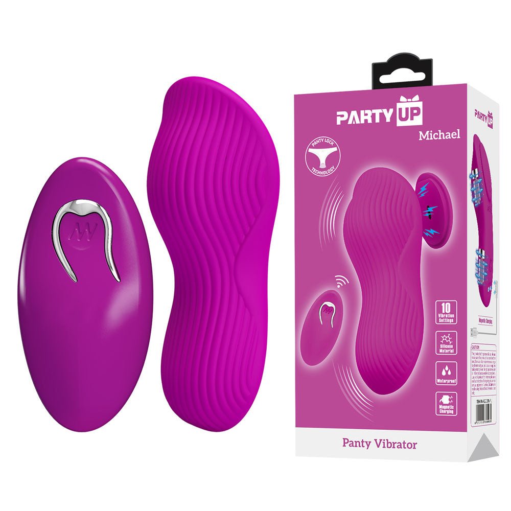 Party Up MICHAEL Panty Vibe - Pink - Pink USB Rechargeable Panty Vibrator with Wireless Remote Control - Mr and Mrs D's