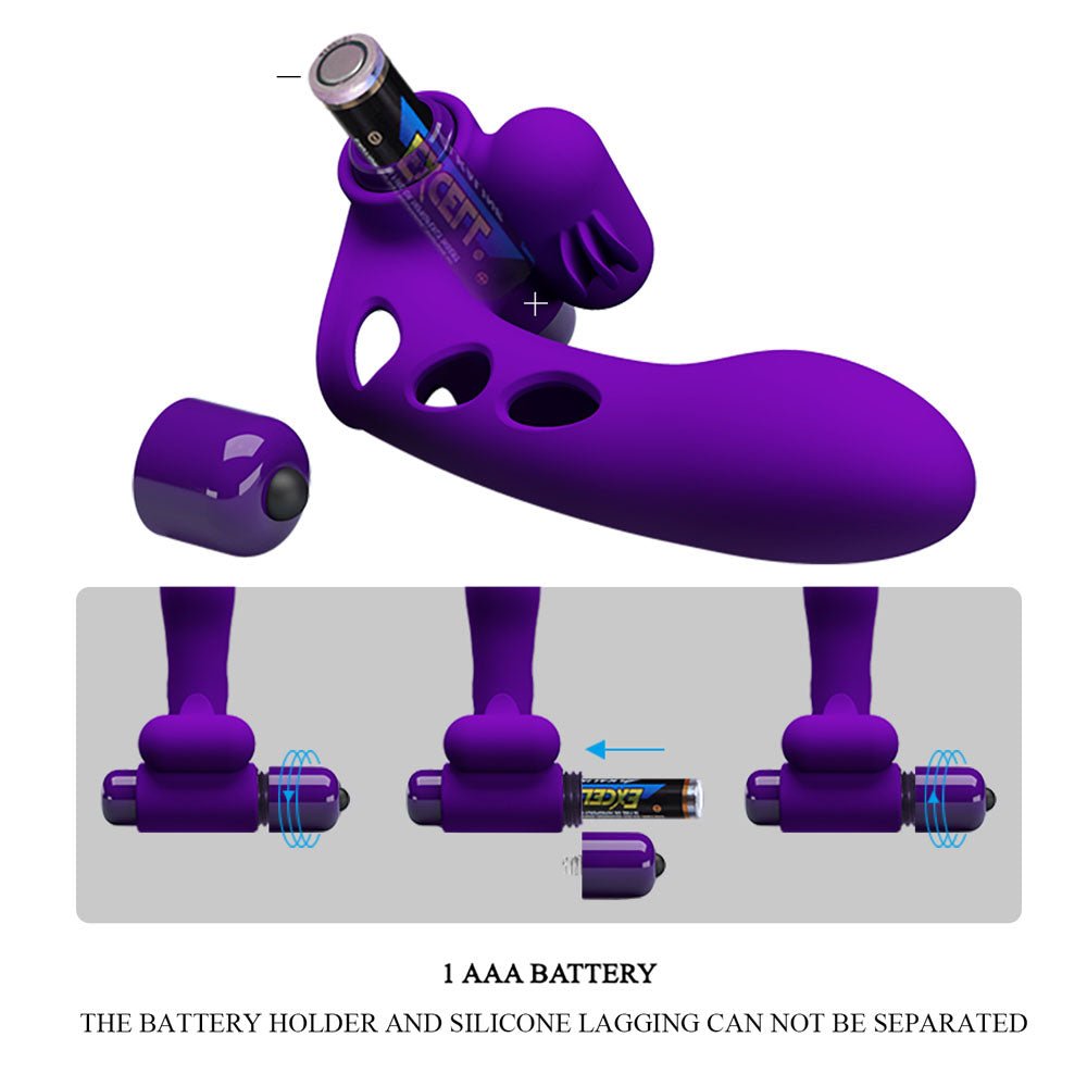 Party Up MIKE Finger Vibe - Purple - Purple Vibrating Finger Vibrator - Mr and Mrs D's