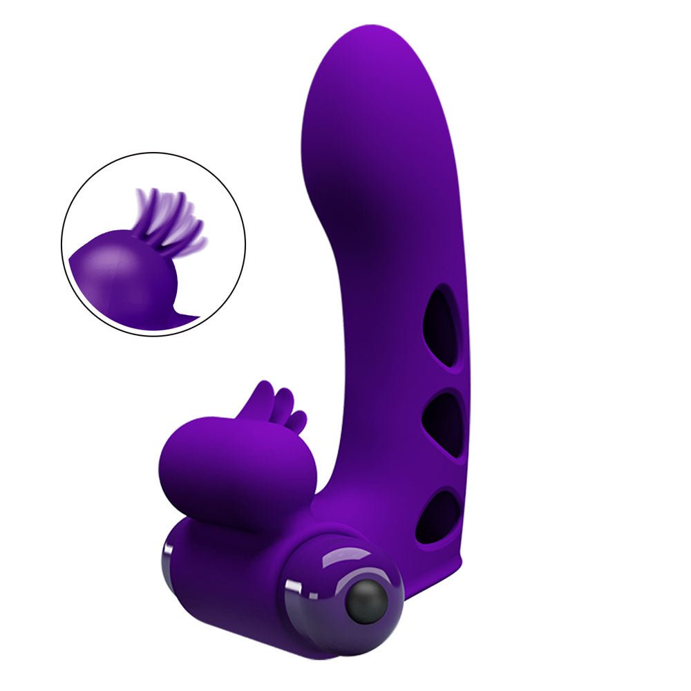 Party Up MIKE Finger Vibe - Purple - Purple Vibrating Finger Vibrator - Mr and Mrs D's