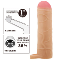 Party Up OWEN 1 Inch Extender Sleeve - Flesh 1 Inch Penis Extender Sleeve with Ball Strap - Mr and Mrs D's