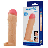 Party Up PATRICK 2 Inch Extender Sleeve - Flesh 2 Inch Penis Extender Sleeve with Ball Strap - Mr and Mrs D's