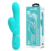 Party Up PAUL Rolling Beads Vibrator - Teal - Teal 22.6 cm USB Rechargeable Thrusting Rabbit Vibrator - Mr and Mrs D's
