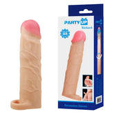 Party Up RICHARD 3 Inch Extender Sleeve - Flesh 3 Inch Penis Extender Sleeve with Ball Strap - Mr and Mrs D's