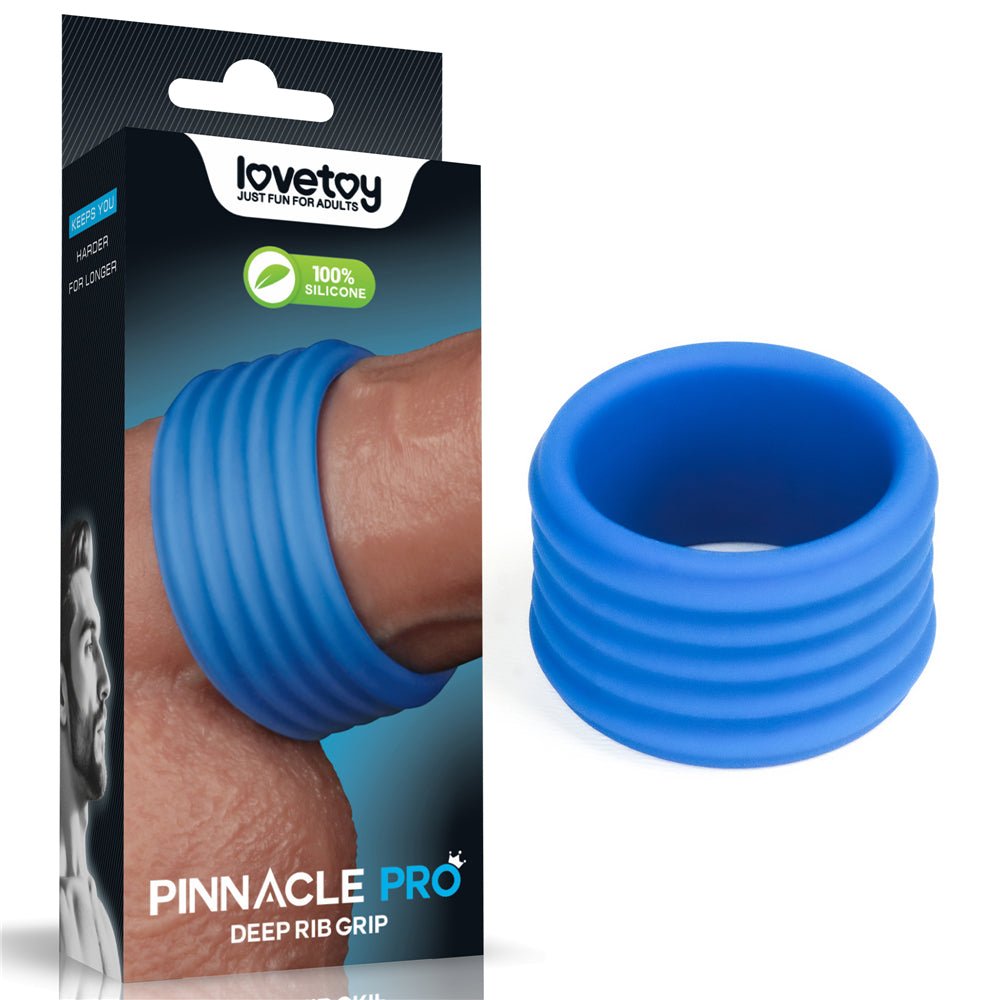 Pinnacle Pro Deep Rib Grip - Blue Cock Ring - Mr and Mrs D's