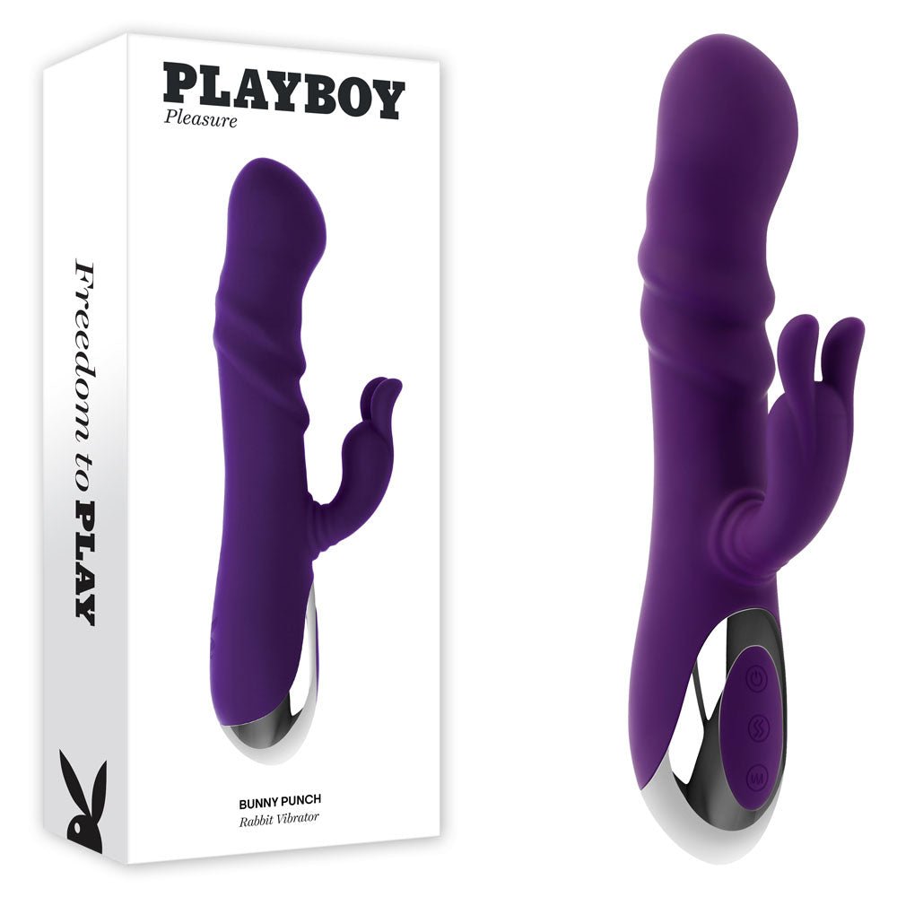 Playboy Pleasure BUNNY PUNCH - Purple 24.4 cm USB Rechargeable Twirling Rabbit Vibrator - Mr and Mrs D's