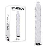 Playboy Pleasure IN A TWIST - White Glass 17.5 cm USB Rechargeable Vibrator - Mr and Mrs D's