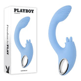 Playboy Pleasure SAPPHIRE SKY - Blue 21.6 cm USB Rechargeable Vibrator with Double Tongue Stimulator - Mr and Mrs D's