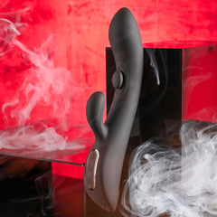 Playboy Pleasure THATS THE SPOT - Black 23.3 cm USB Rechargeable Rabbit Vibrator with G - Spot Tapper - VIBRATORS - Mr and Mrs D's