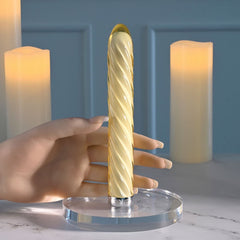 Playboy Pleasure TWIST OF FATE - Yellow Glass 17.5 cm USB Rechargeable Vibrator - VIBRATORS - Mr and Mrs D's
