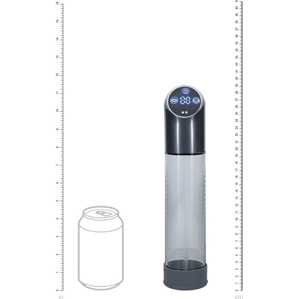 PUMPED Automatic Waterproof Penis Pump - Gunmetal/Clear USB Rechargeable - Mr and Mrs D's
