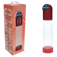 PUMPED Automatic Waterproof Penis Pump - Metal Red/Clear USB Rechargeable - Mr and Mrs D's
