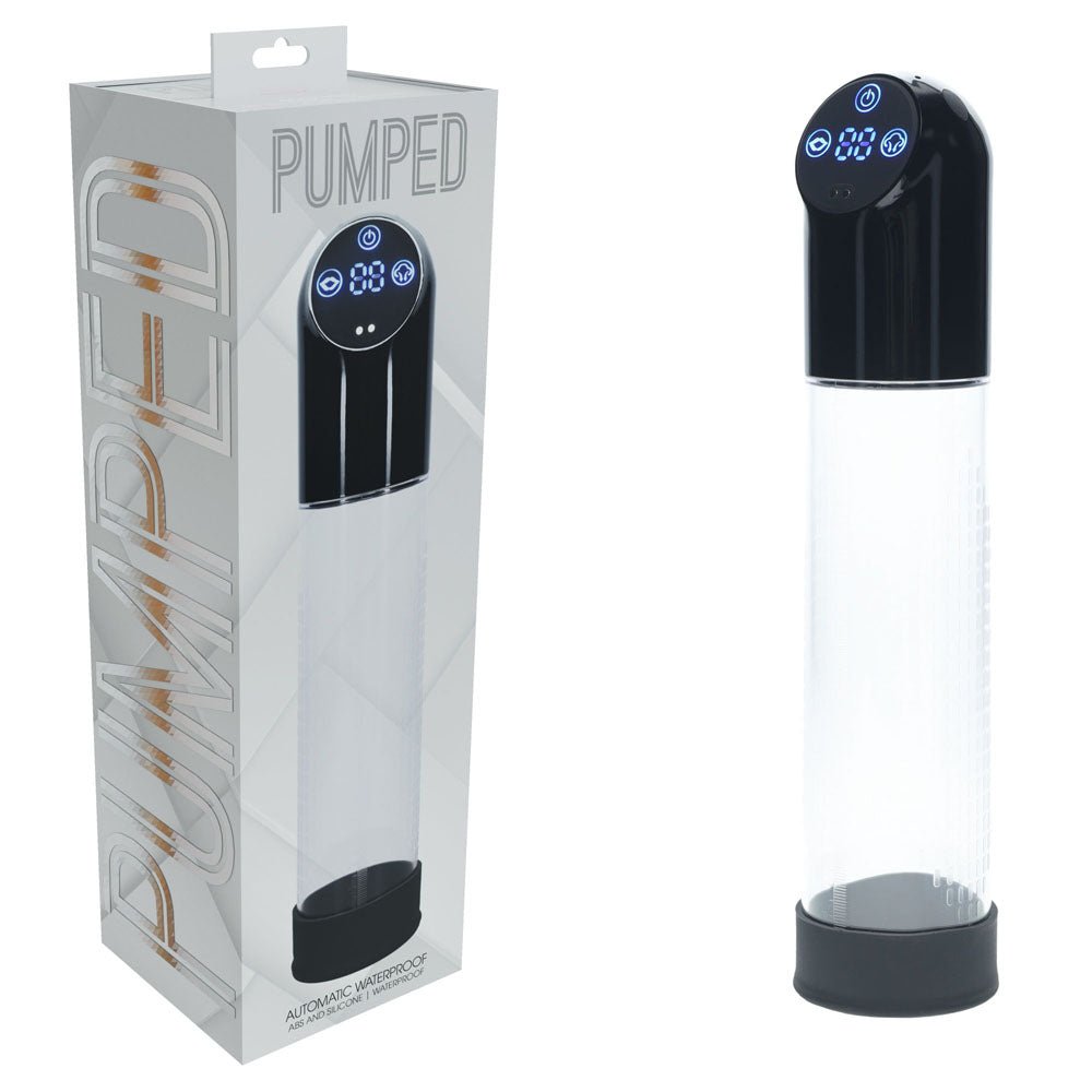 PUMPED Automatic Waterproof Pump - Black - Black/Clear USB Rechargeable Automatic Penis Pump - Mr and Mrs D's