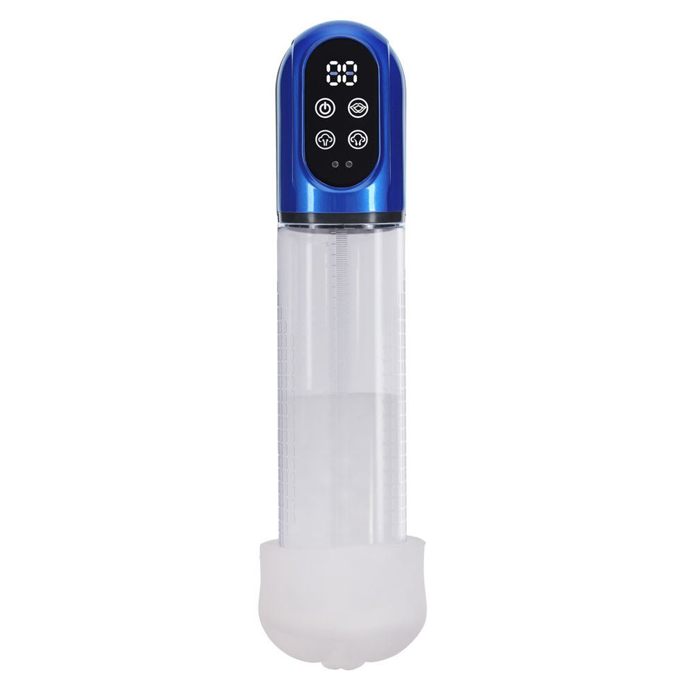 PUMPED Engage Automatic Penis Pump - Blue - Metallic Blue USB Rechargeable - Mr and Mrs D's