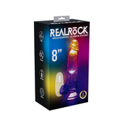 REALROCK 8'' with Balls Wireless Rechargeable LED Vibrating Dong - Clear with LED 22.5 cm USB Rechargeable Vibrating Dong with Remote - Mr and Mrs D's