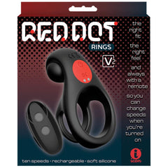 Red Dot Rings - V2 - Black Vibrating Cock & Ball Ring with Remote - COCK RINGS - Mr and Mrs D's