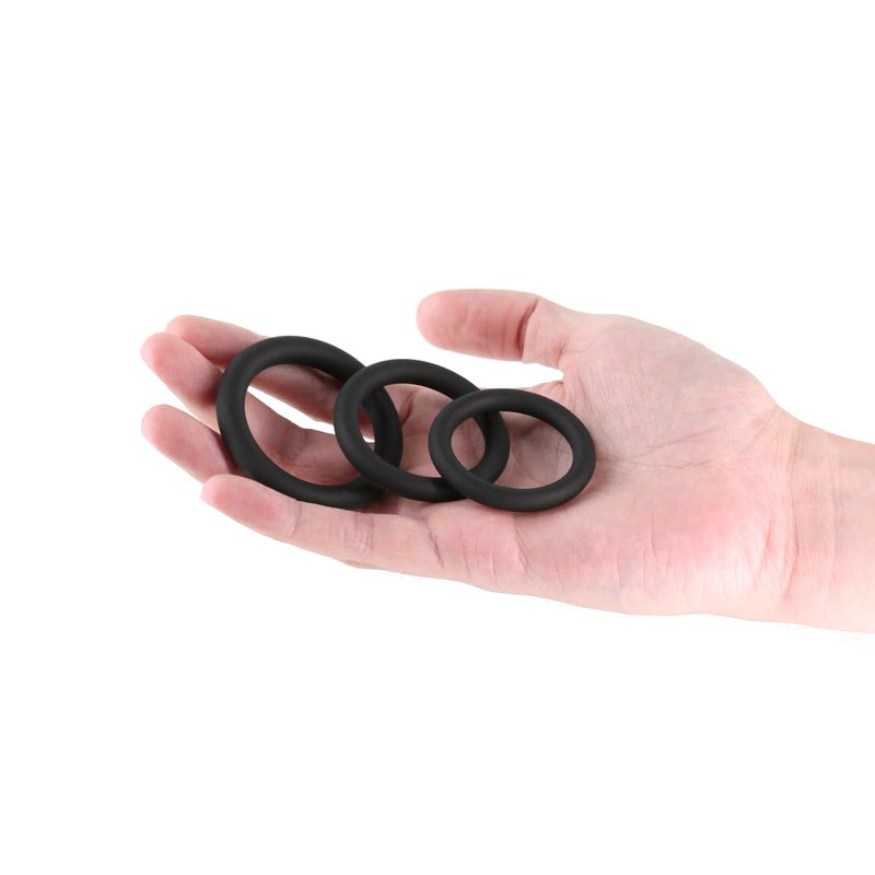 Renegade 3pc Slim Rings - Black - Black Cock Rings - Set of 3 Sizes - Mr and Mrs D's