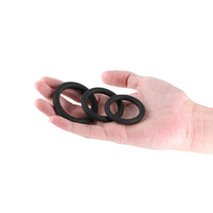 Renegade 3pc Slim Rings - Black - Black Cock Rings - Set of 3 Sizes - Mr and Mrs D's