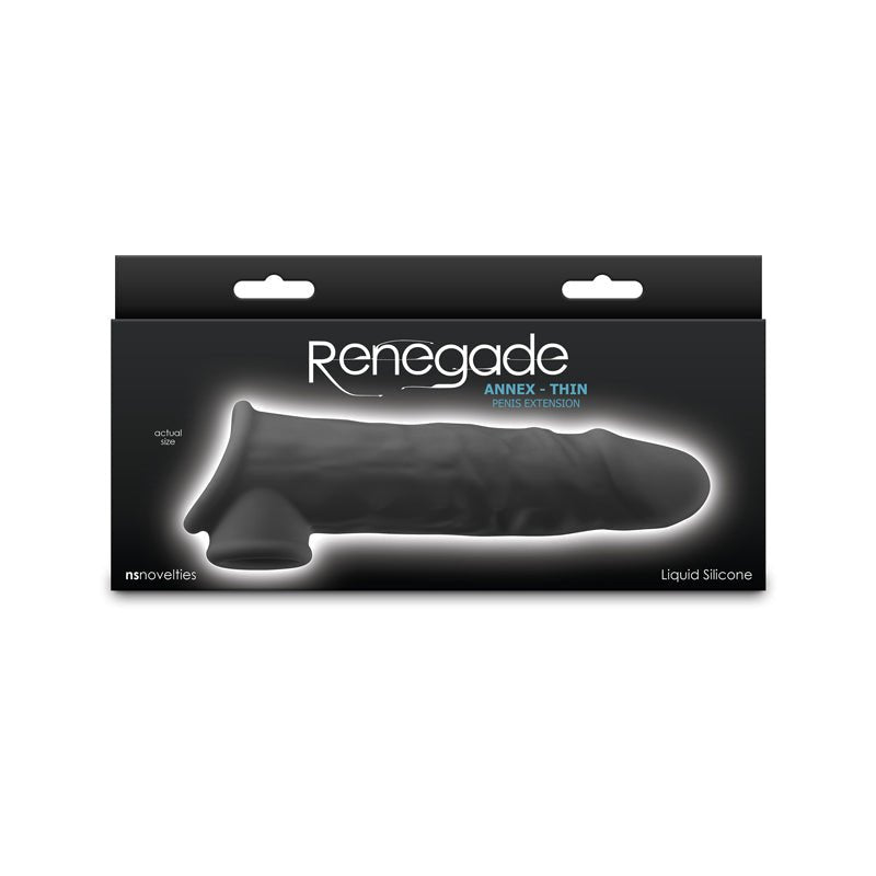Renegade Annex - Thin - Black - Black 19.4 cm Penis Extender Sleeve - Mr and Mrs D's