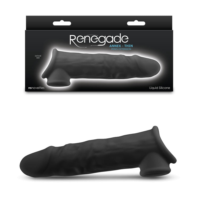 Renegade Annex - Thin - Black - Black 19.4 cm Penis Extender Sleeve - Mr and Mrs D's