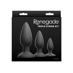 Renegade Triple Strike Kit - Black - Black Butt Plugs - Set of 3 Sizes - ANAL TOYS - Mr and Mrs D's