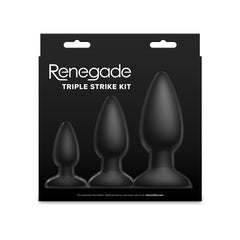 Renegade Triple Strike Kit - Black - Black Butt Plugs - Set of 3 Sizes - ANAL TOYS - Mr and Mrs D's