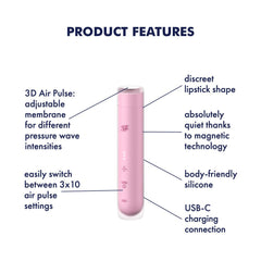 Satisfyer First Kiss - Air Pulse Stimulator Vibrator Pink - AIR PULSATION - PREMIUM - Mr and Mrs D's