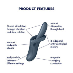 Satisfyer Heat Flex 4 - Grey - Grey USB Rechargeable Heating Vibrator - VIBRATORS - PREMIUM - Mr and Mrs D's
