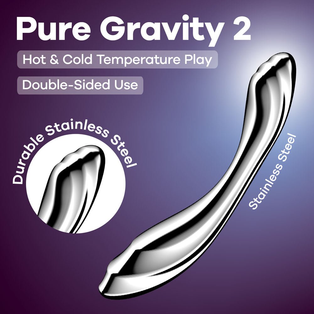 Satisfyer Pure Gravity 2 - Chrome Steel 21 cm Dildo - Mr and Mrs D's