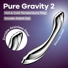 Satisfyer Pure Gravity 2 - Chrome Steel 21 cm Dildo - Mr and Mrs D's
