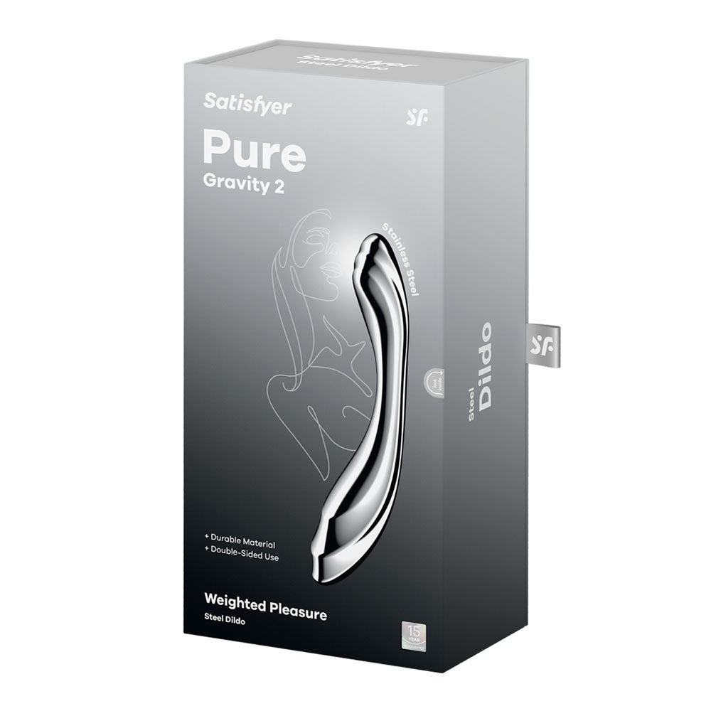 Satisfyer Pure Gravity 2 - Chrome Steel 21 cm Dildo - Mr and Mrs D's