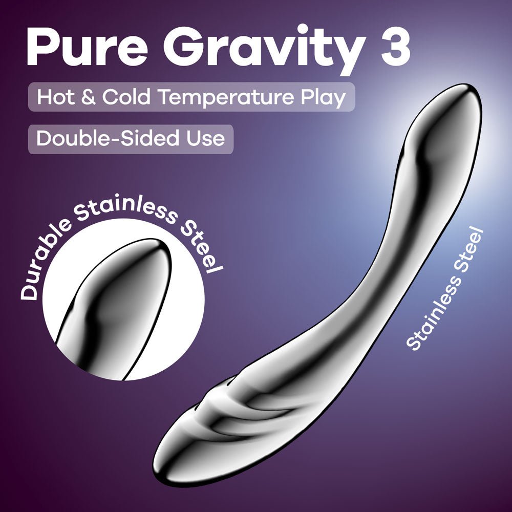 Satisfyer Pure Gravity 3 - Chrome Steel 21 cm Dildo - Mr and Mrs D's