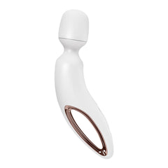 Satisfyer Wand - erland - White - White/Rose Gold USB Rechargeable Massage Wand - Mr and Mrs D's