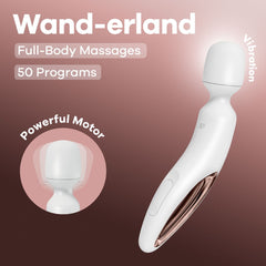 Satisfyer Wand - erland - White - White/Rose Gold USB Rechargeable Massage Wand - Mr and Mrs D's