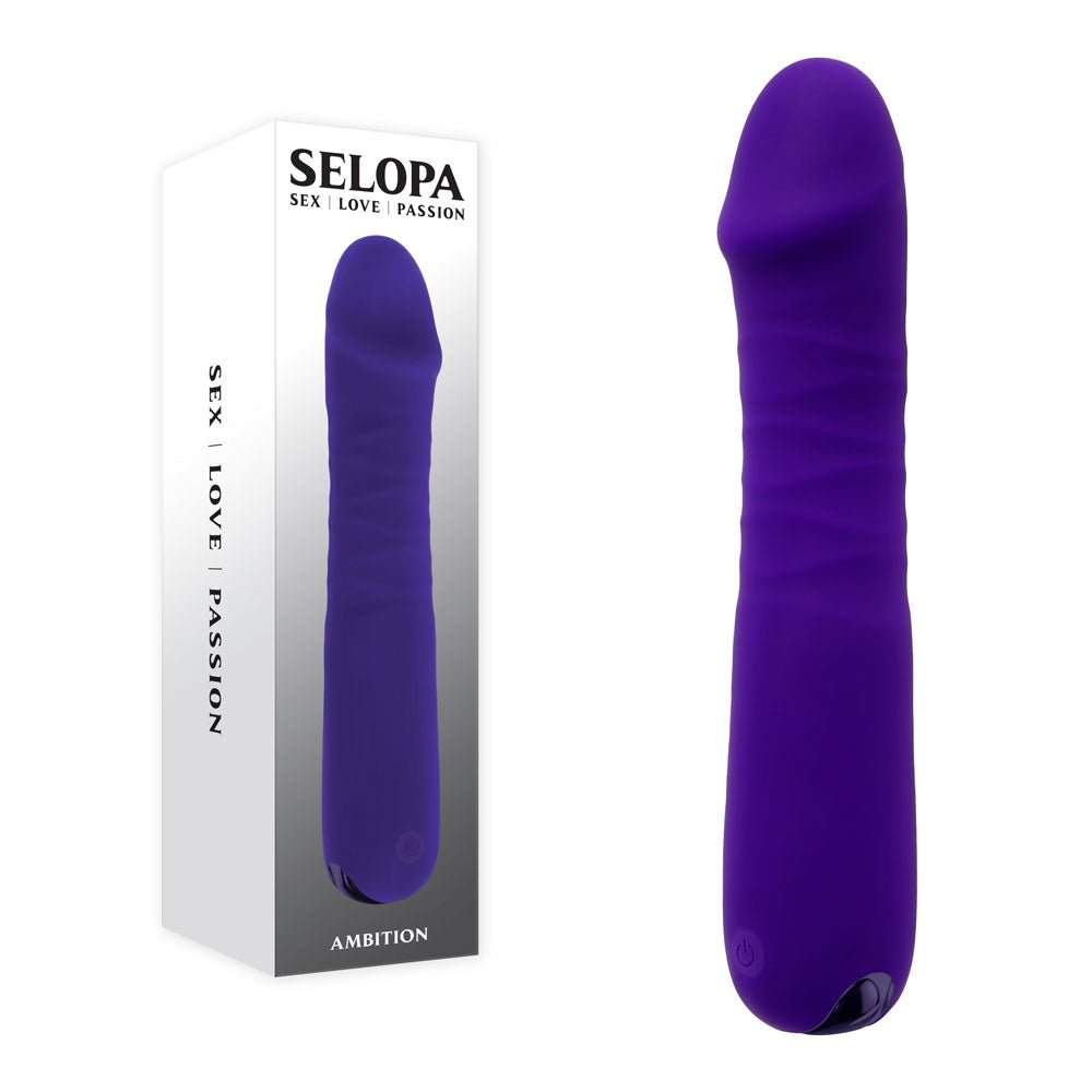 Selopa AMBITION - Purple 17 cm USB Rechargeable Thrusting Vibrator - Mr and Mrs D's
