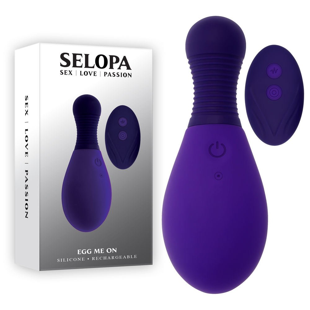 Selopa EGG ME ON - Purple 10 cm USB Rechargeable Egg with Wireless Remote - Mr and Mrs D's
