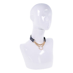 Sex & Mischief Cougar Day Collar - Navy Blue/Gold Collar - BONDAGE - TOYS - Mr and Mrs D's