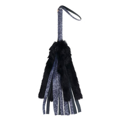 Sex & Mischief Cougar Faux Fur Flogger - Navy Blue/Black Furry Flogger Whip - Mr and Mrs D's
